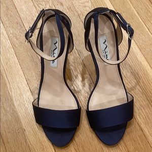 Nina satin navy heels